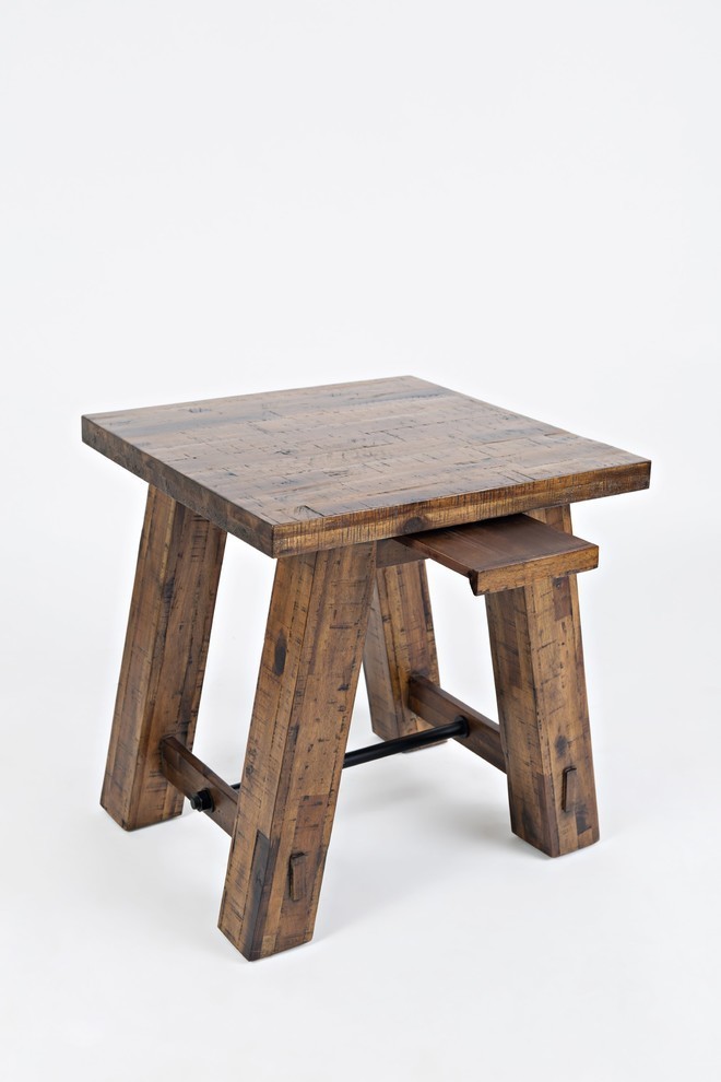 Cannon Vallen Trestle End Table   Rustic   Side Tables And End Tables   by HedgeApple  Houzz