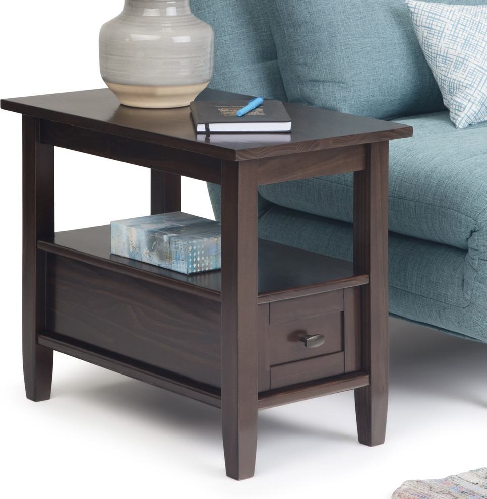 Warm Shaker Solid Wood 14 quotRustic Narrow Side Table   Transitional   Side Tables And End Tables   by Simpli Home Ltd.  Houzz