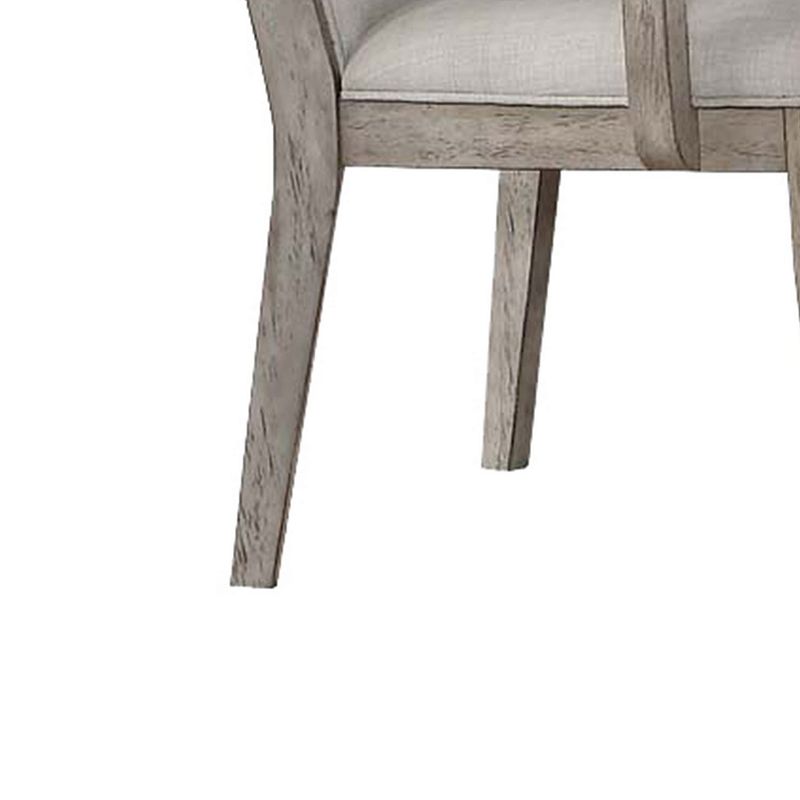 Wooden Arm Chairs with Fabric Padded Seat and High Backrest， Gray， Set of Two