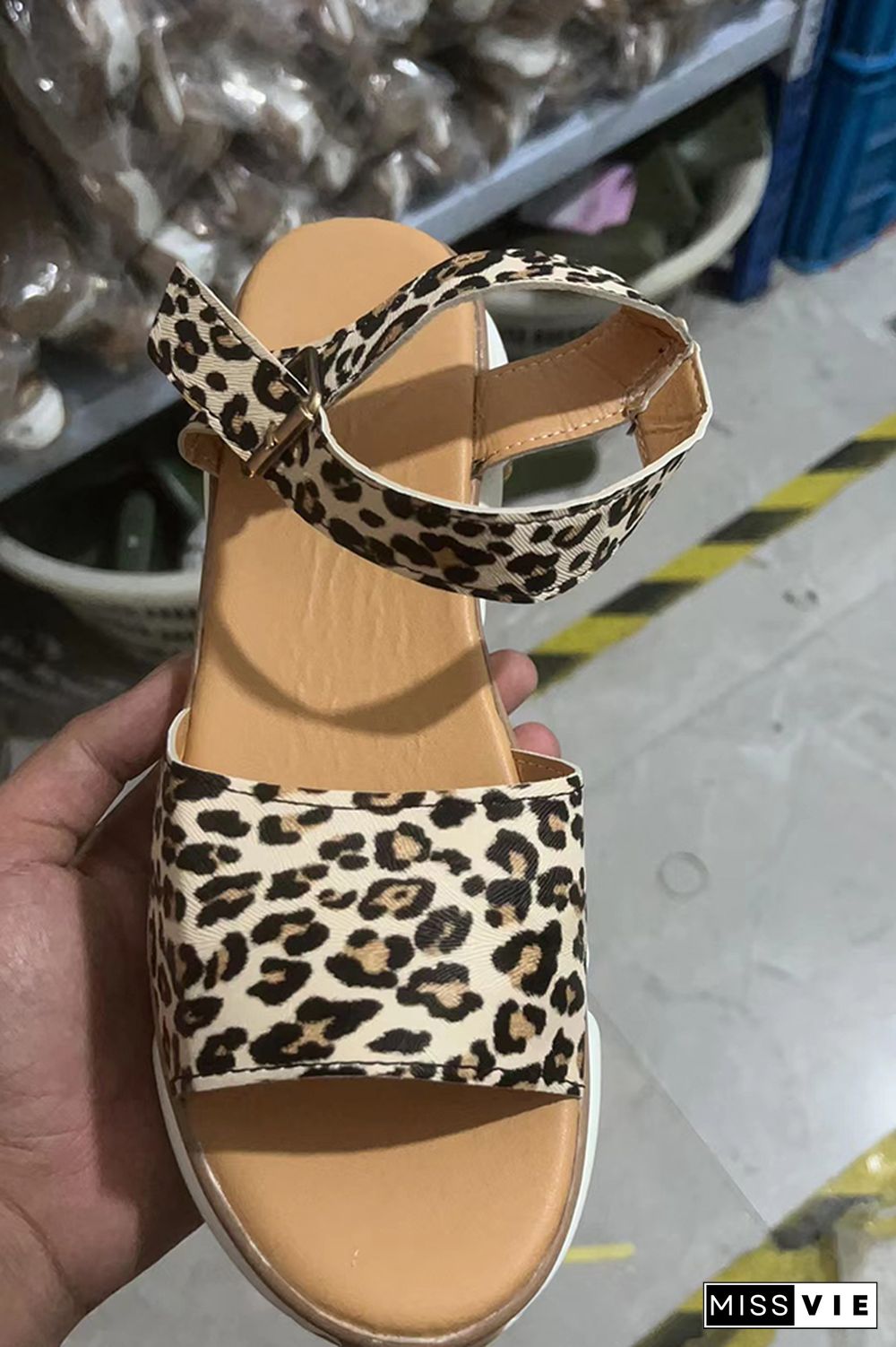 Leopard Print Women Wedge Sandals Wholesale