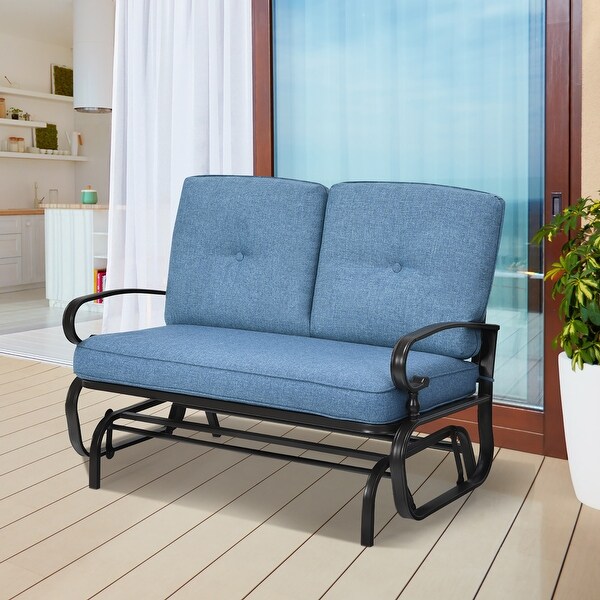 Costway 2Person Outdoor Swing Glider Chair Bench Loveseat Cushioned