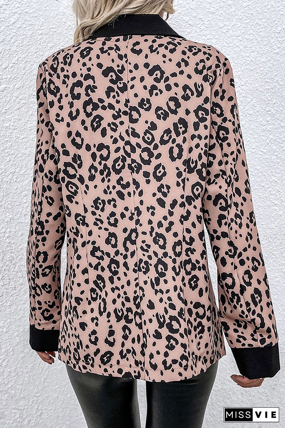 Lapel Collar Leopard Buttons Up Blazer Women Wholesale