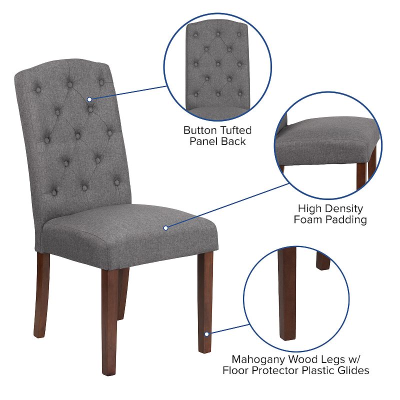 Merrick Lane Audley Mid-Back Tufted Parsons Chair with Wooden Legs