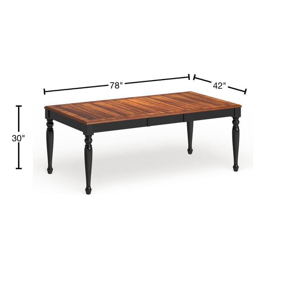 Furniture of America Schenly 78 in. Rectangle Black and Antique Oak Wood Expandable Dining Table (Seats 8) IDF-3431T