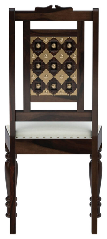 La Junta Brass Inlay Rustic Solid Rosewood Leather Chair   Traditional   Dining Chairs   by Sierra Living Concepts Inc  Houzz