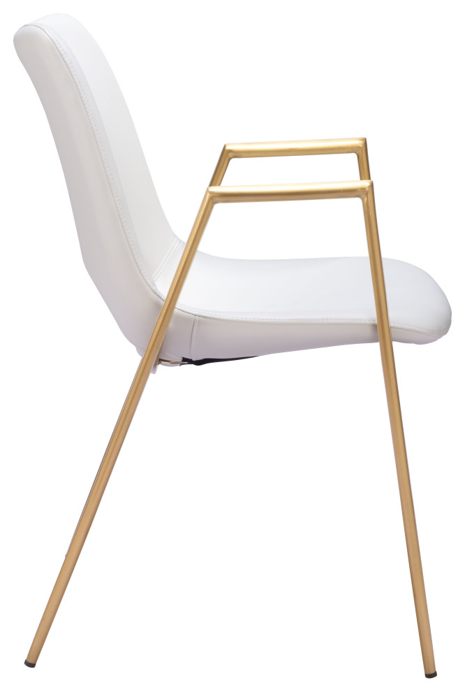 Desi Dining Chair (Set of 2) White  ampGold   Midcentury   Dining Chairs   by Furniture East Inc.  Houzz