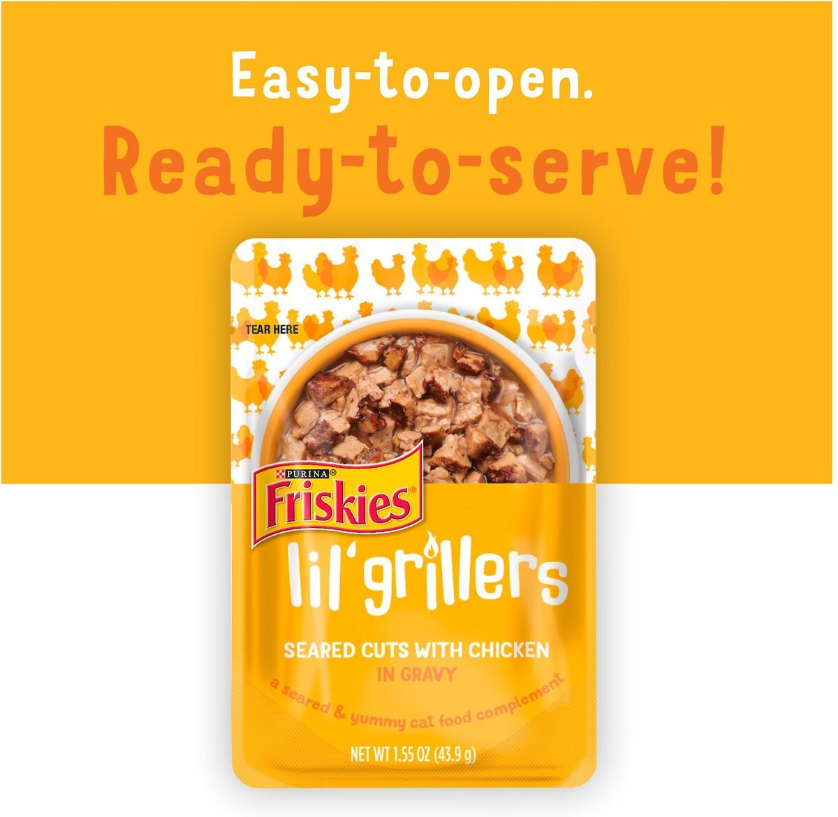 Friskies Lil' Grillers Seared Cuts With Chicken In Gravy Wet Cat Food，1.55-oz pouches， case of 16