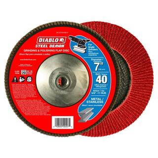 DIABLO 7 in. 40-Grit Steel Demon Grinding and Polishing Flap Disc with 58 in.-11 Hub and Type 29 Conical Design DCX070040B01F