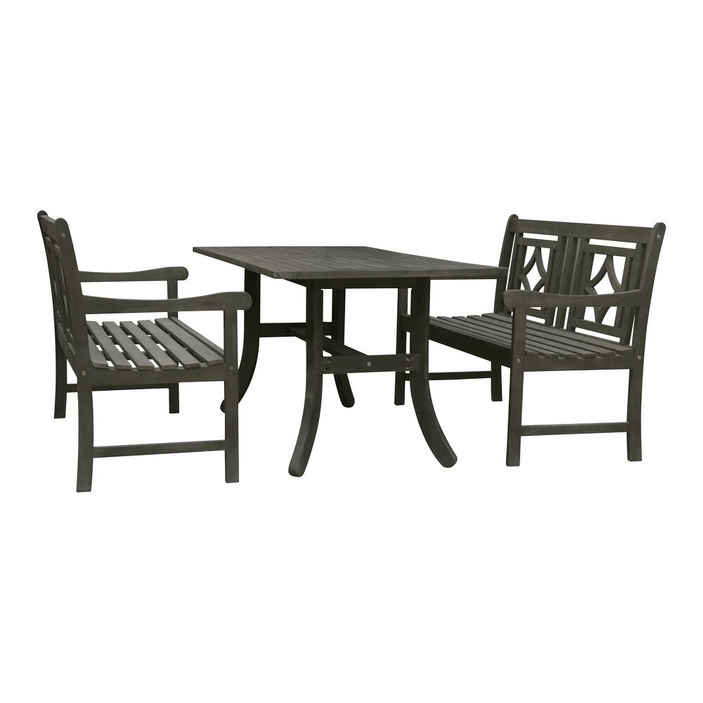 Hydaburg Outdoor 3 piece Wood Table Dining Set by Havenside Home