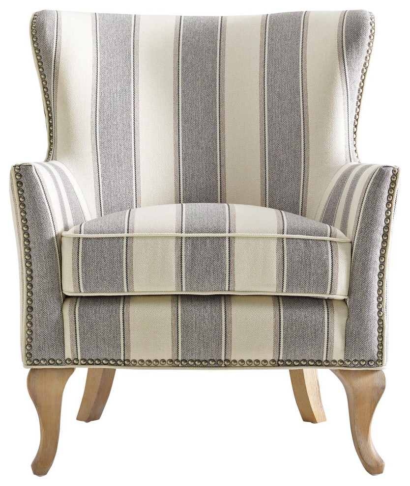 Comfortable Accent Chair  Padded Seat  ampFlared Arms With Nailhead   Traditional   Armchairs And Accent Chairs   by Decorn  Houzz