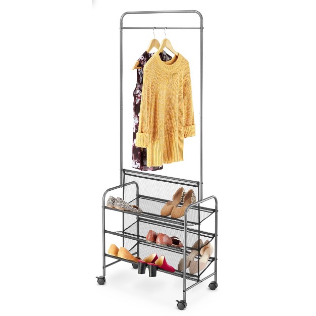 Whitmor 2 Sided Rolling Garment Rack Gray