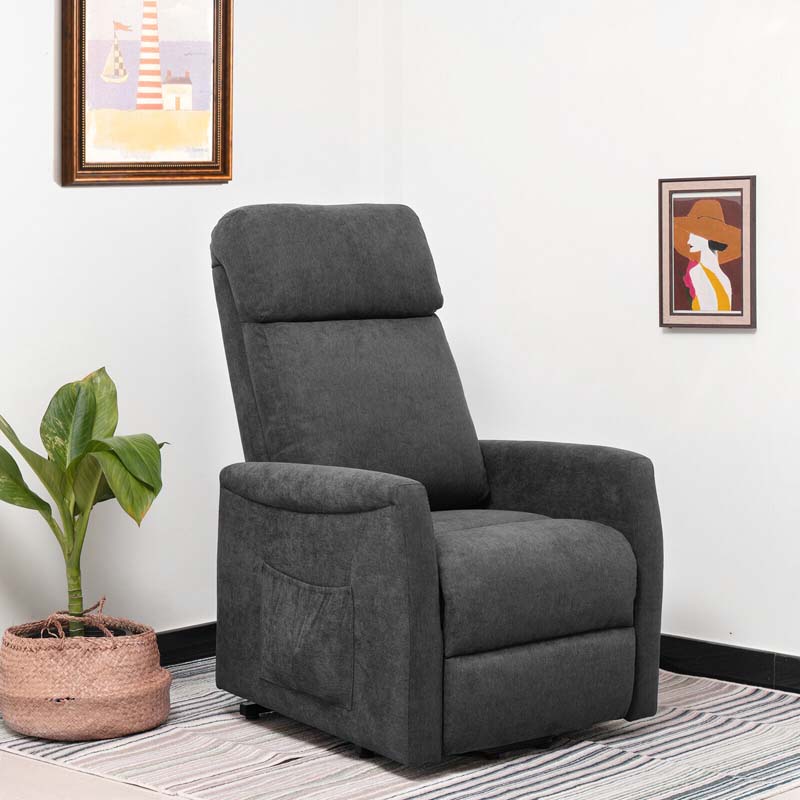 Fabric Power Lift Recliner Chair for Elderly, Electric Stand-Up Arm Chair with Remote, Adjustable Backrest, Side Pocket