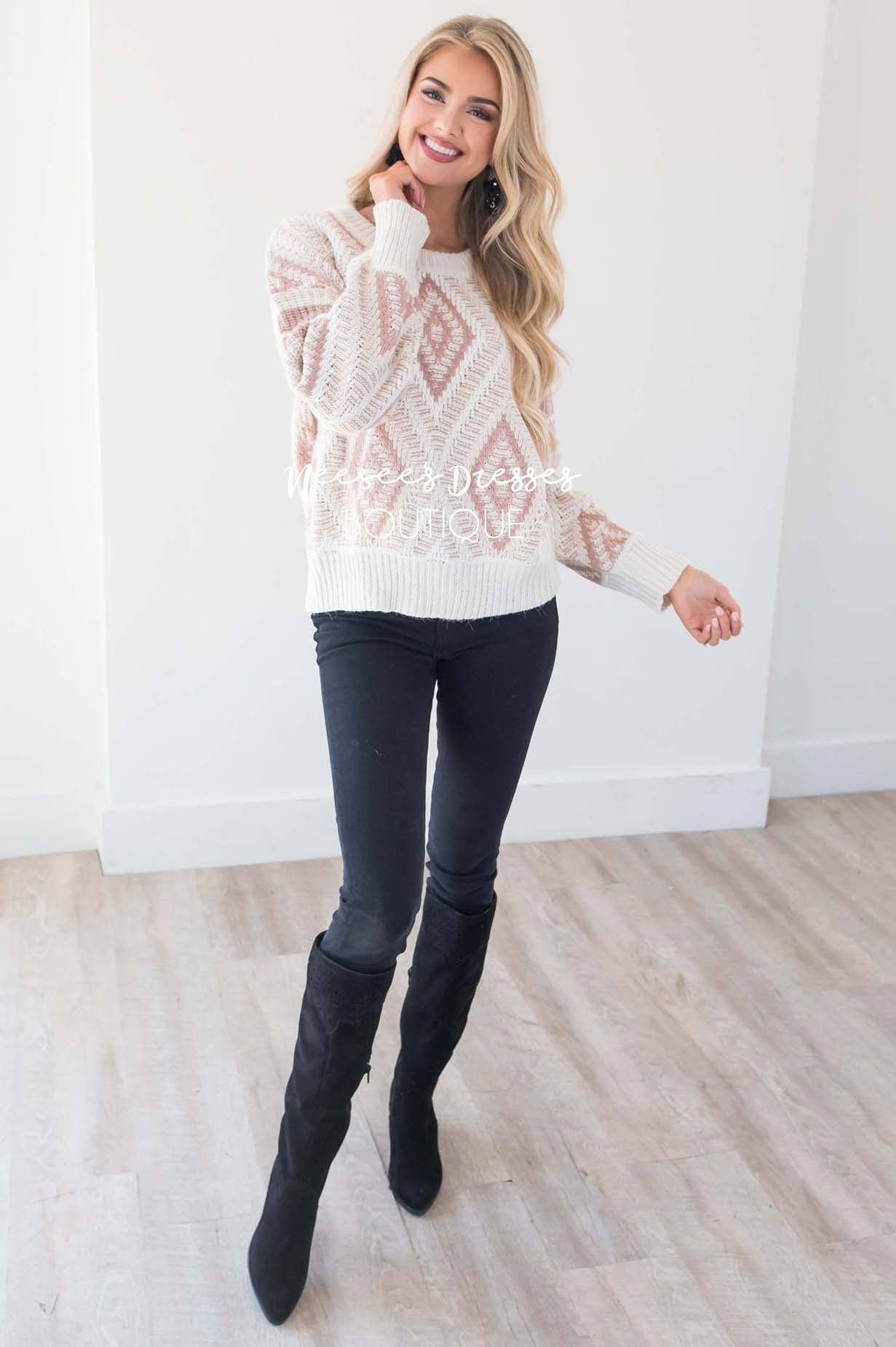 Keep Me Cozy Diamond Knit Sweater