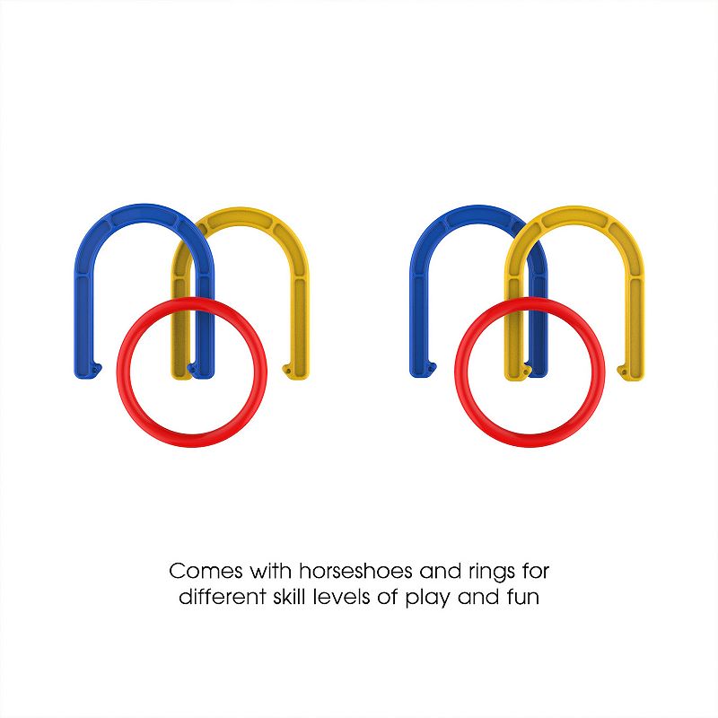 Hey! Play! 2-in-1 Horseshoe and Ring Toss Outdoor Combo Game Set