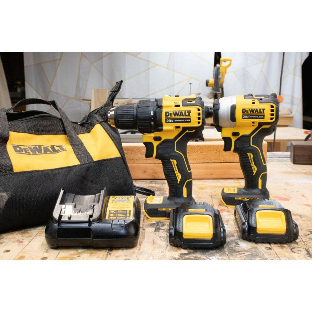 DEWALT ATOMIC 20V MAX Cordless Brushless Compact Drill/Impact 2 Tool Combo Kit with (2) 1.3Ah Batteries, Charger, and Bag DCK278C2