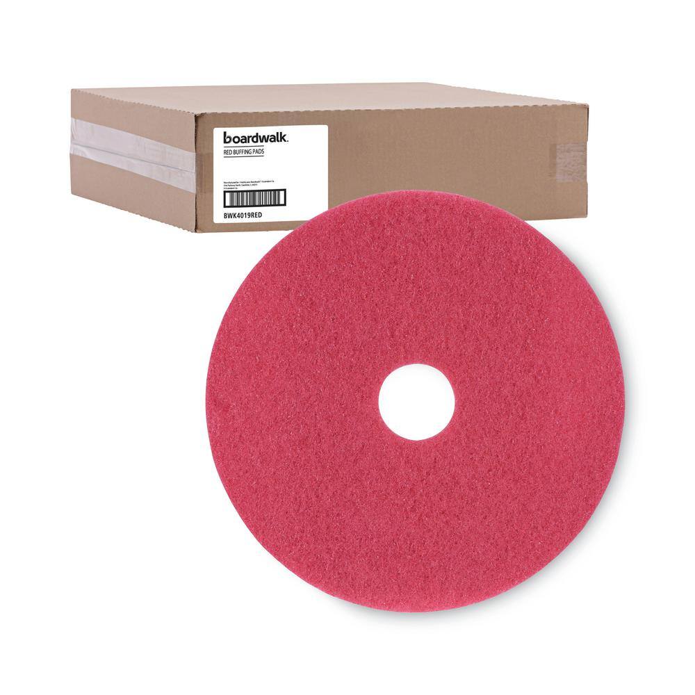 Boardwalk 19in. Diameter Red Buffing Floor Pads (5-Pack) BWK4019RED