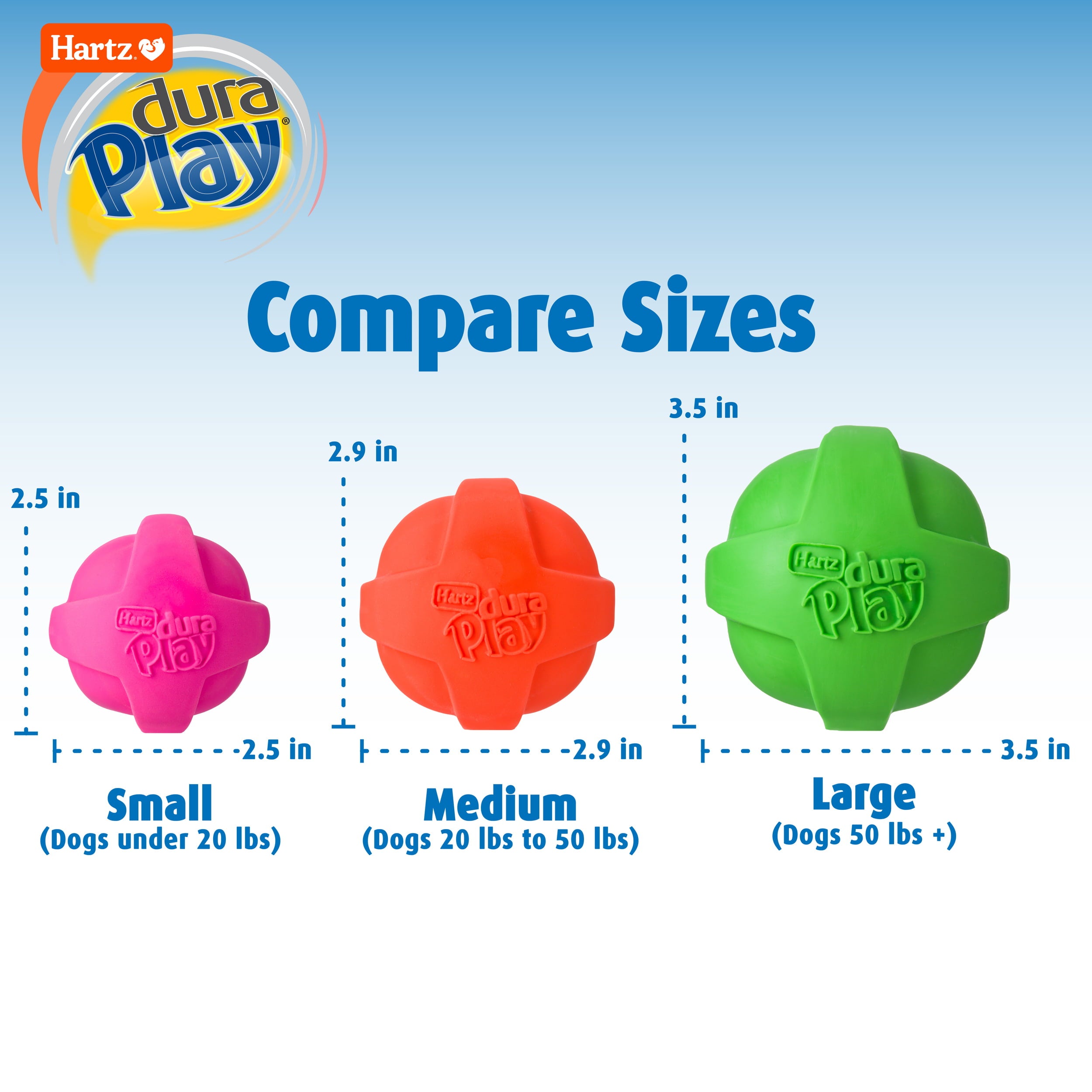 Hartz Dura Play Ball Dog Toy， Small， Color May Vary