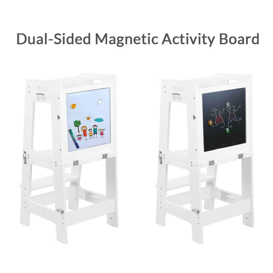 2-in-1 Convertible Kids Kitchen Step Stool with Magnetic Activity Board toddler