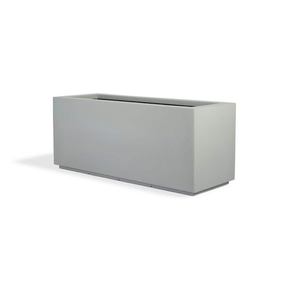 PolyStone Planters Milan Tall 46 in. x 17 in. Concrete Gray Composite Trough 1003