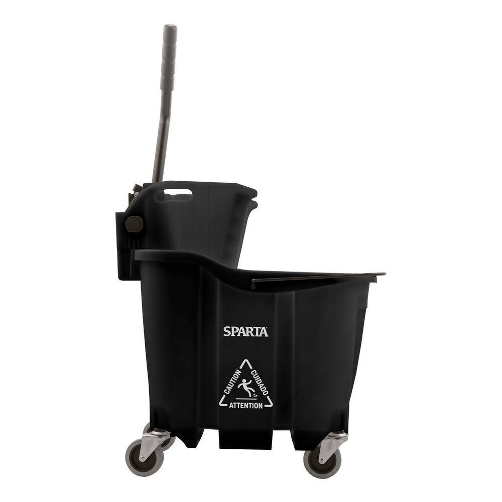 Sparta 8.75 gal. Black Polypropylene Mop Bucket with Wringer 8690403