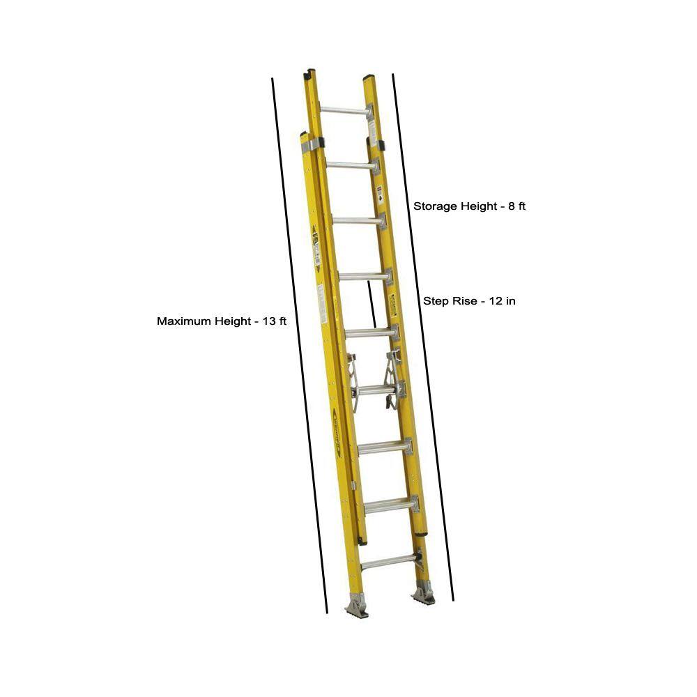 Werner 16 ft. Fiberglass D-Rung Extension Ladder with 375 lb. Load Capacity Type IAA Duty Rating D7116-2