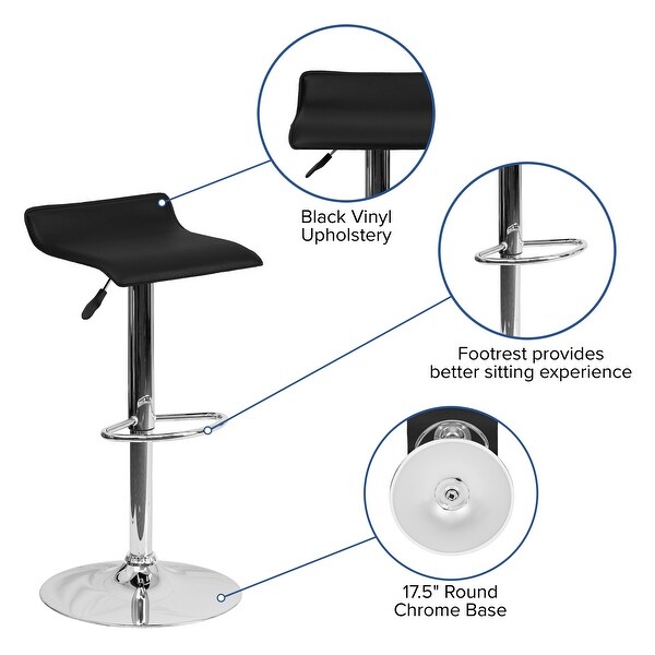 Contemporary Solid Wave Seat Vinyl Adjustable Bar Stool - 15