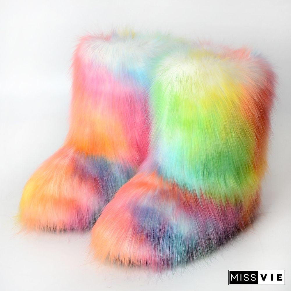 Fashion Casual Fur Boots Plus Velvet Ski Boots