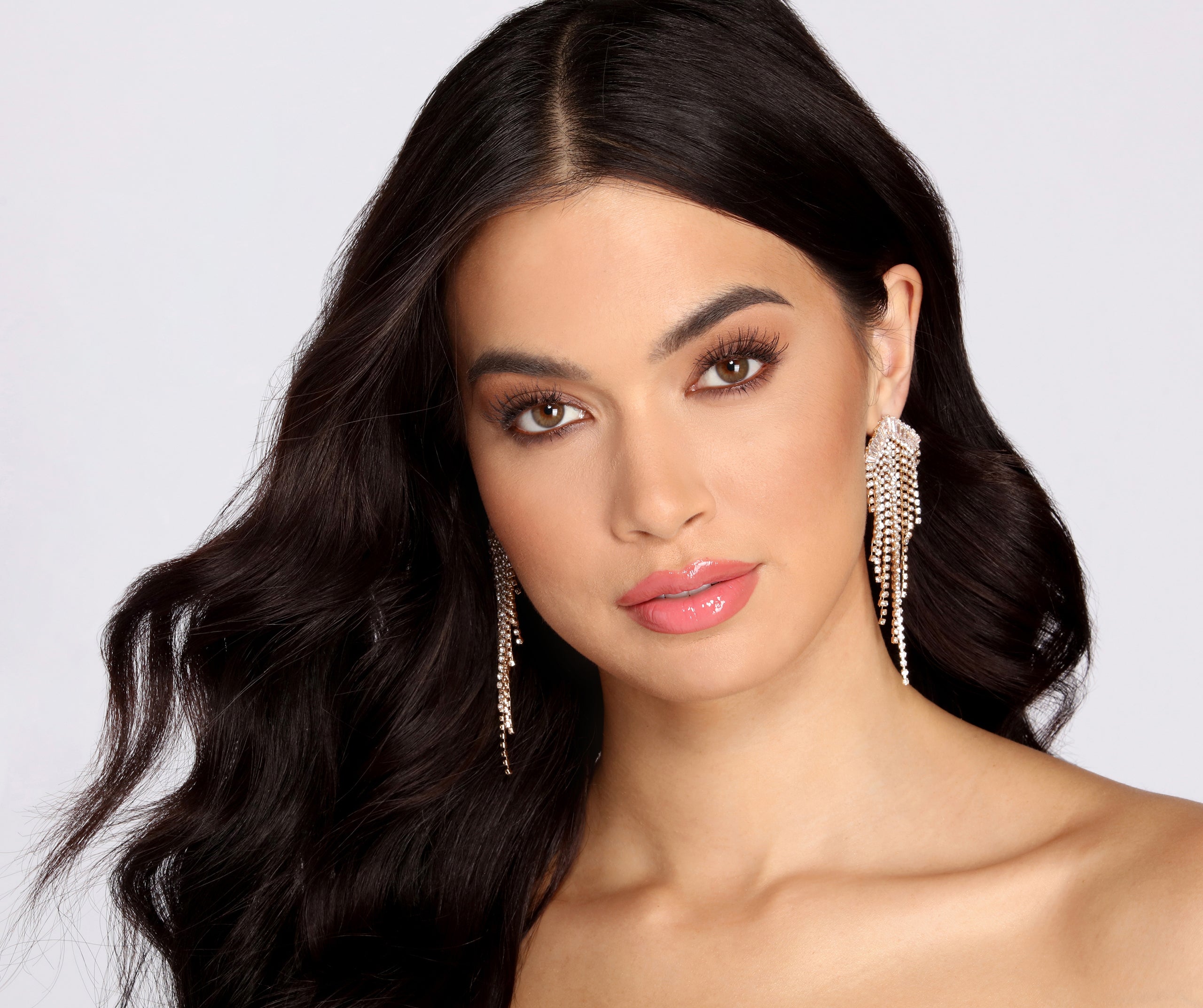 Call It Like It Is Rhinestone Fringe Earrings