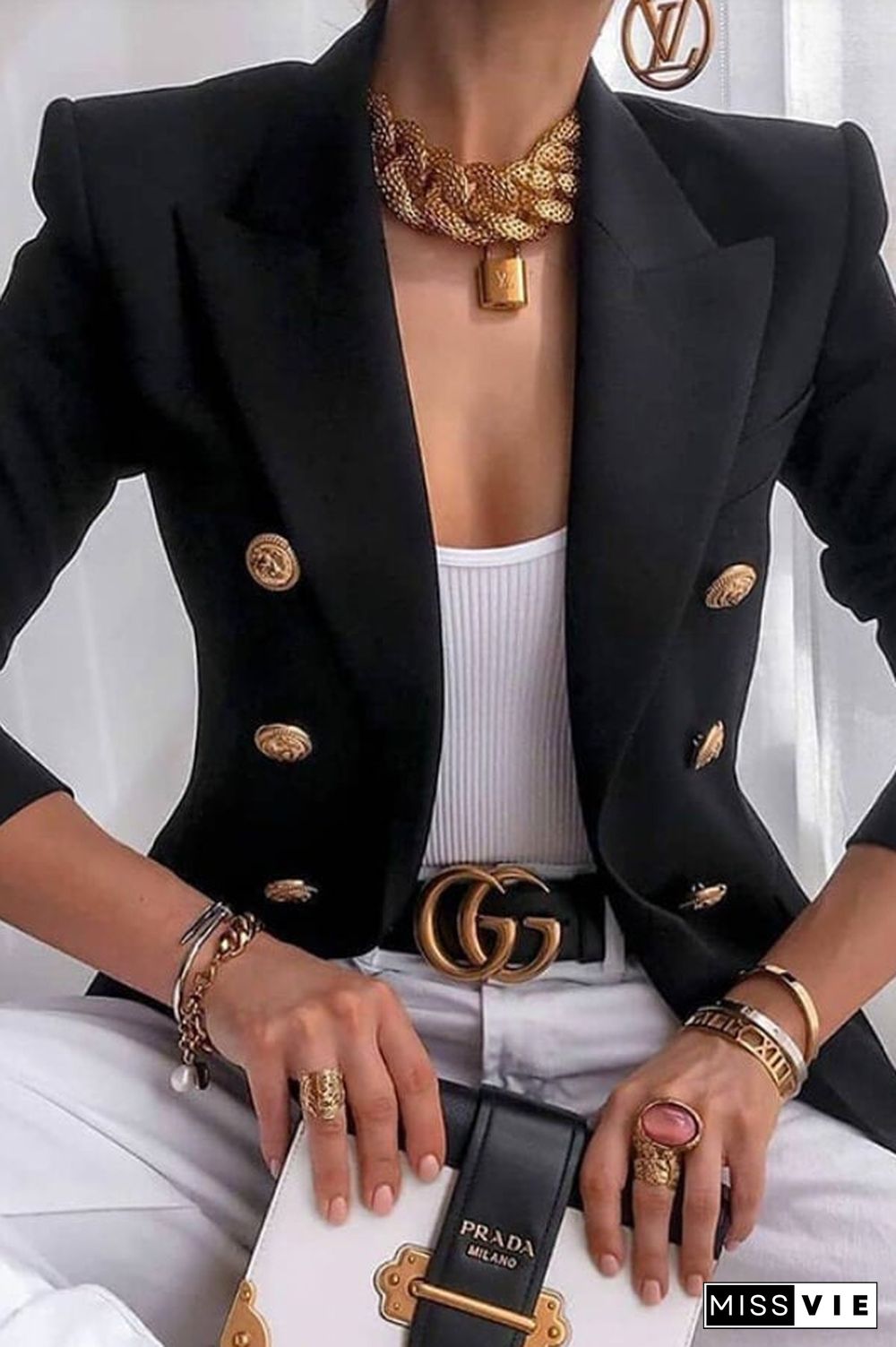 Casual fashion Solid Color Suit Jacket