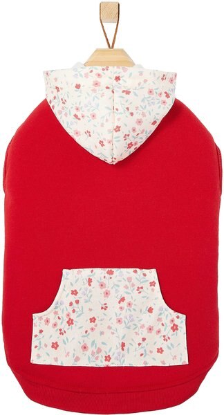 Frisco Floral Accent Dog and Cat Hoodie， Red