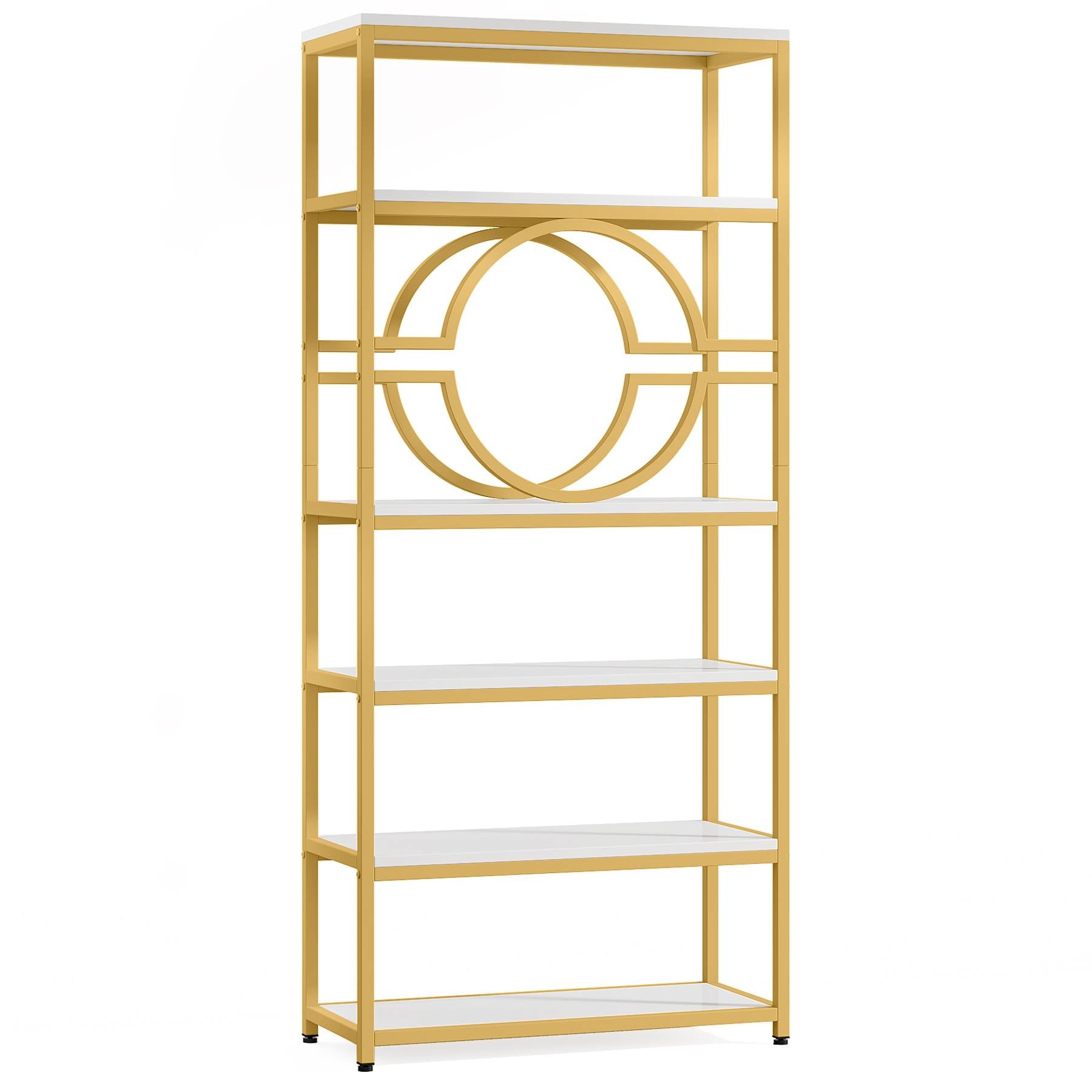 Bookshelf, 6-Tier Etagere Bookcase Freestanding Storage Shelf