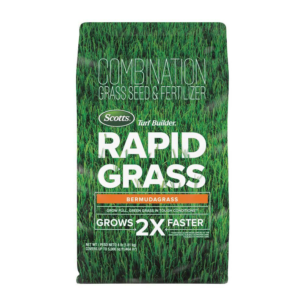 Scotts Turf Builder 4 lbs. Rapid Grass Bermudagrass Combination Seed and Fertilizer Grows Green Grass Fast 18355-1