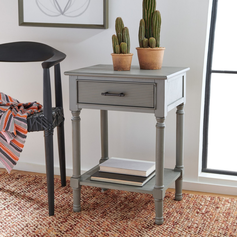 Atkinson One Drawer Accent table Distressed Gray   Traditional   Side Tables And End Tables   by AED Luxury Home Decor  Houzz