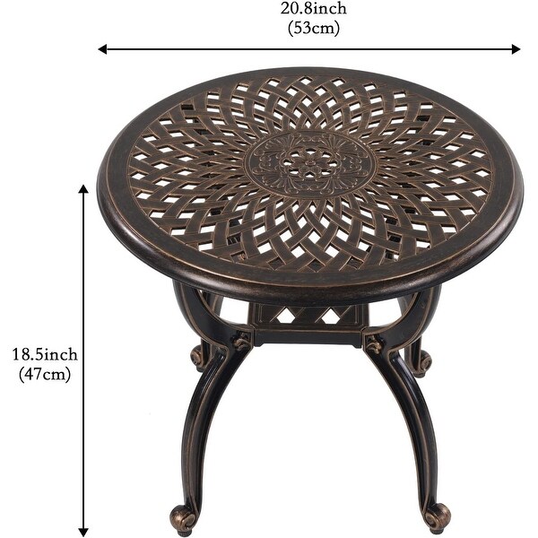 Outdoor Side Tables，Cast Aluminum Patio End Tables，AntiRust Coffee Table for Garden Patio Lawn