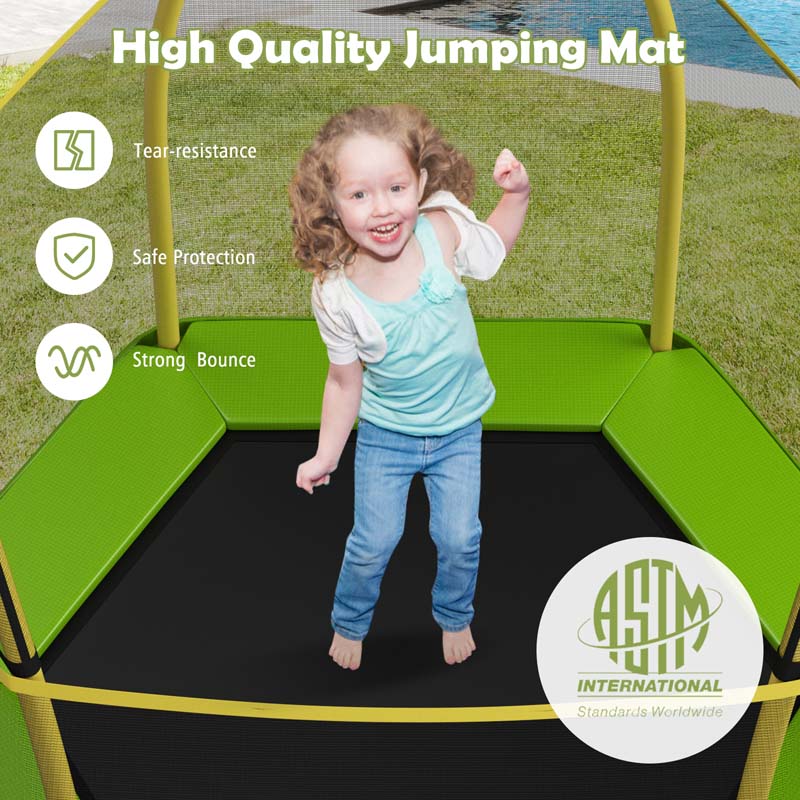 7 FT ASTM Certified Kids Trampoline Recreational Bounce Jumper with Safety Enclosure Net