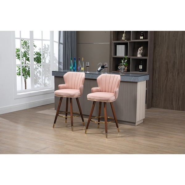 Swivel Bar Stools with Backrest Footrest with a Fixed Height of 360 Degrees for Dining Room， Kitchen， Living Room