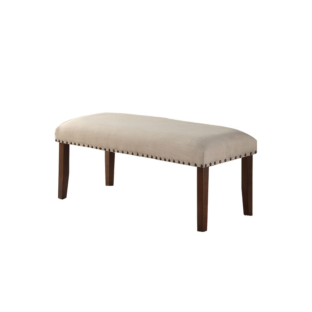 Upholstered Cream Cushion Dining Bench  Cherry Brown