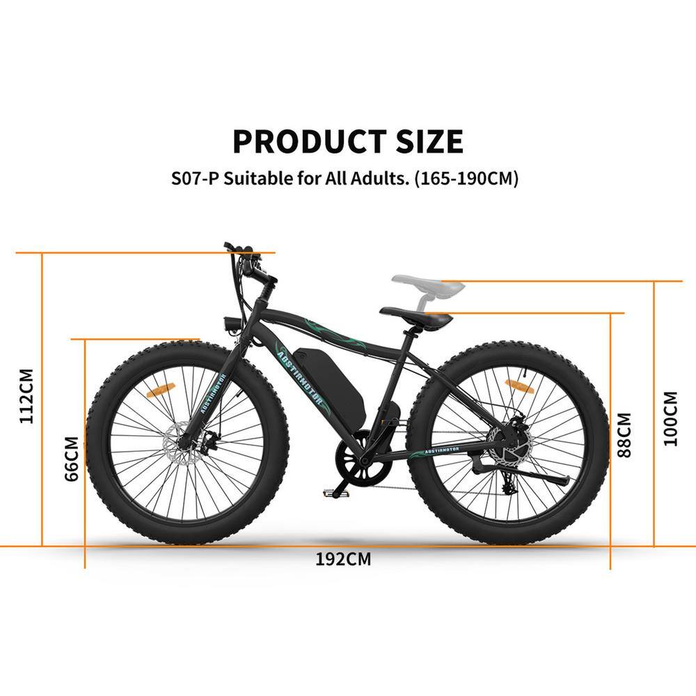 26 in. 500-Watt Electric Bike Fat Tire P7 36-Volt 12.5 mAH Removable Lithium Battery for Adults GM-H-261