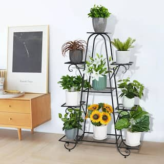 AESOME 50.6 in. x 36.5 in. x 9.8 in. Indoor Metal Plant Stand Planter Storage Rack Potted Plant Shelf Display Holder 9-Tier HJ468-V1