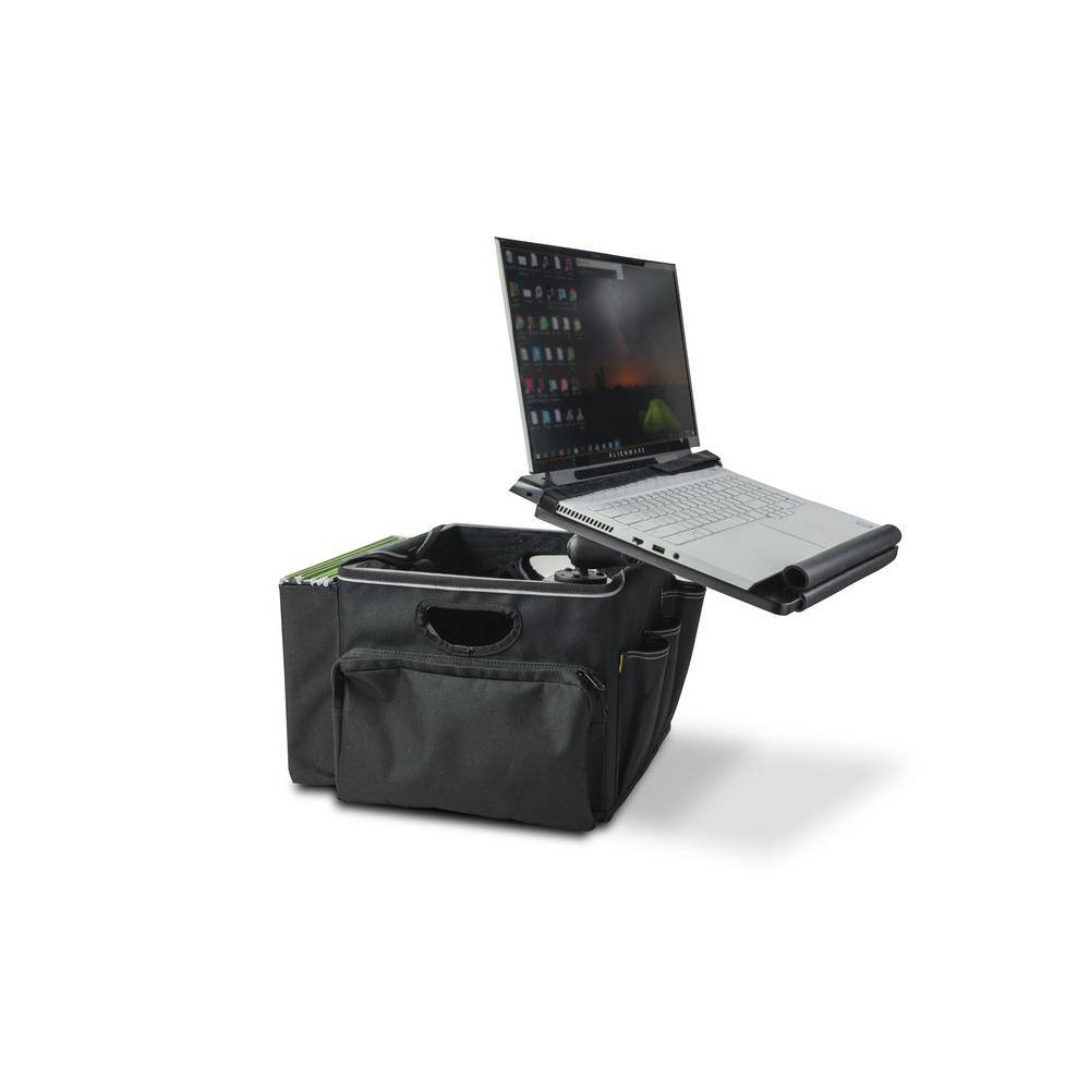 AutoExec Milk Crate Vehicle and Mobile Office Work Station with Apron Laptop Tray and Power Inverter AECRATE-19