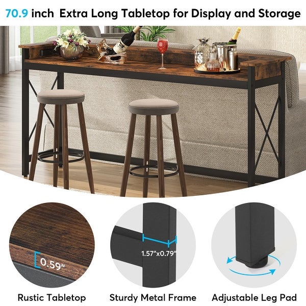 Sofa CouchTable with Outlets and USB Ports， 70.9 inch Long Entryway Console Table