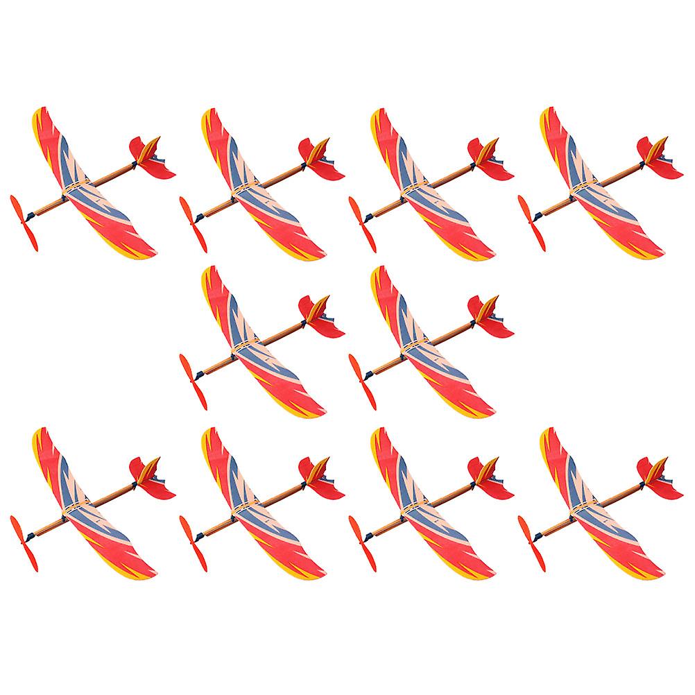 10pcs Rubber Band Powered Airplane Model Biplane Toys For Kids (random Style)