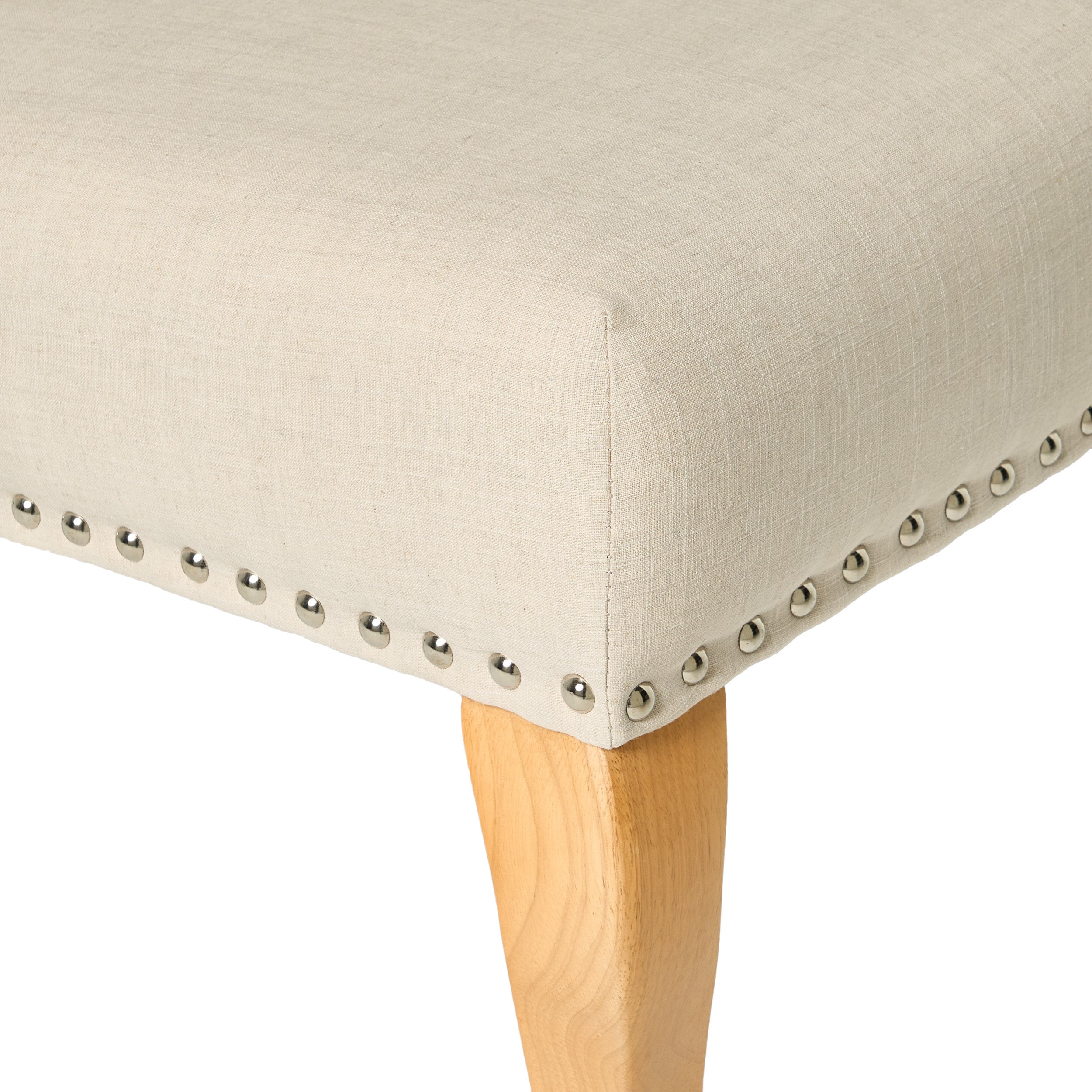 Eva French Country Style Tufted Beige Fabric Wingback Bench