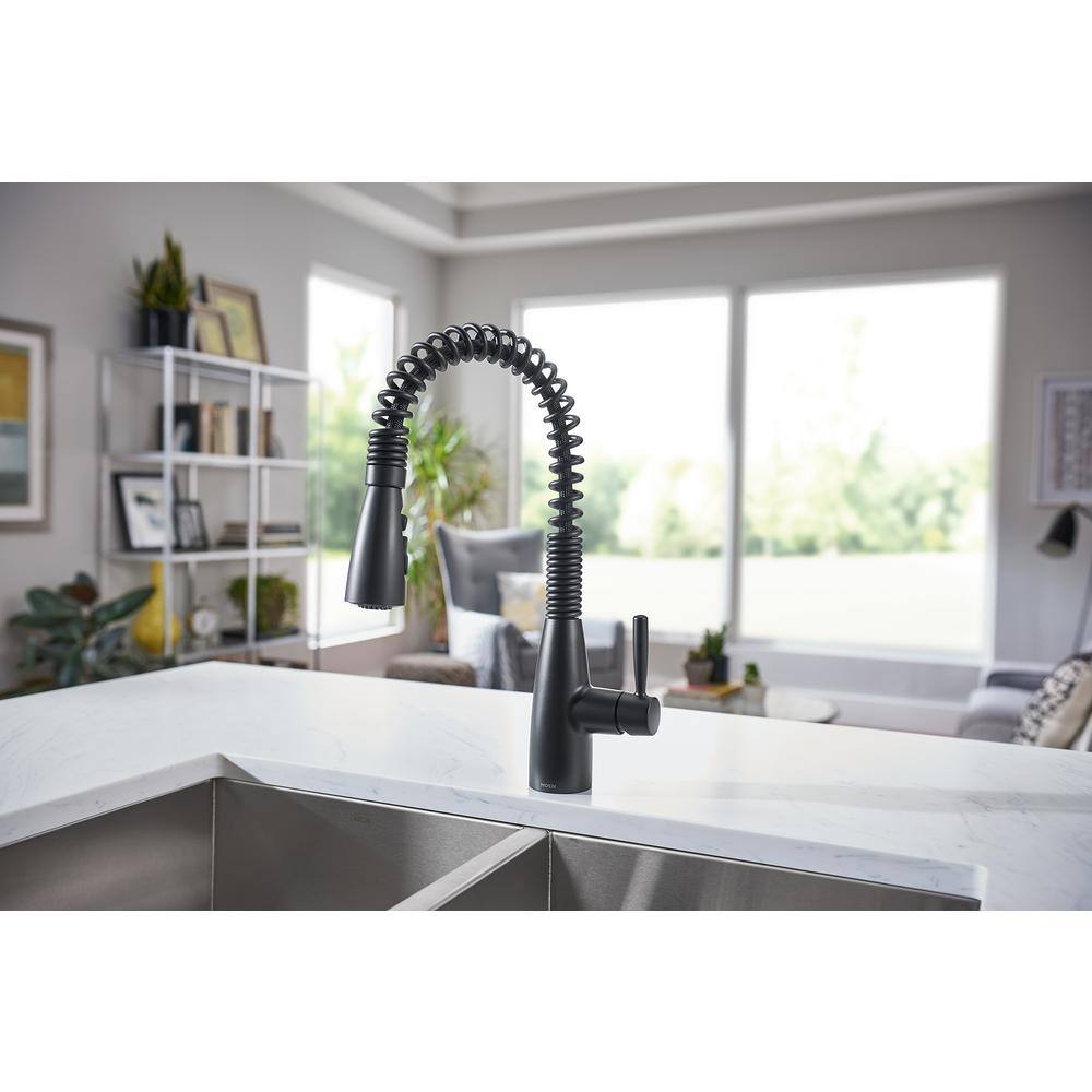 MOEN Springvale Single-Handle Pull-Down Sprayer Kitchen Faucet with Reflex and Power Boost in Matte Black 87998BL