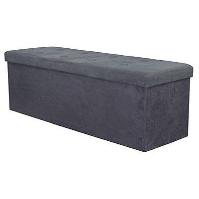 Sorbus Storage Bench Chest   Contemporary Faux Suede (Large  Black)