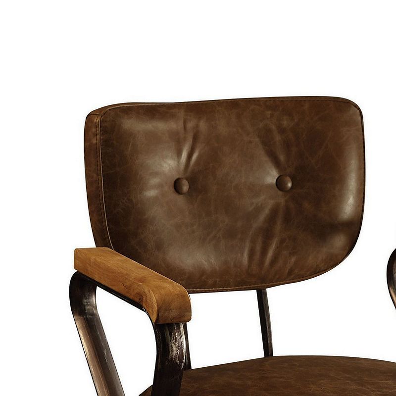 Metal and Leather Executive Office Chair， Brown