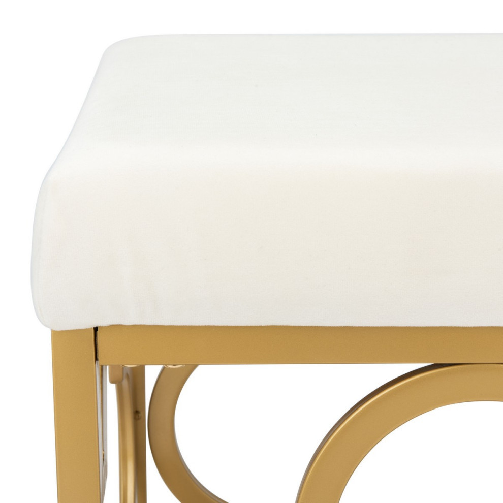 Priya Square Ottoman Creme  x27/ Gold   Mediterranean   Footstools And Ottomans   by AED Luxury Home Decor  Houzz