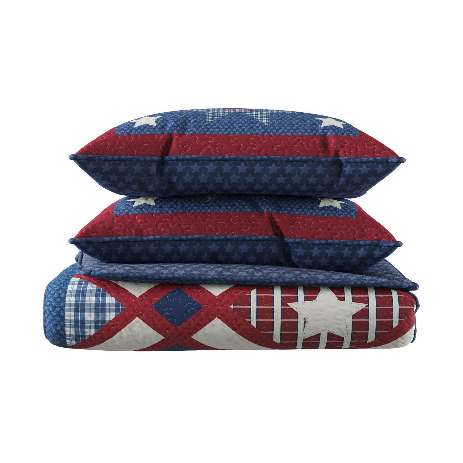 2Piece Hypoallergenic Patriotic Americana Print Quilt and Bedding Set by Somerset Home  Crowdfused