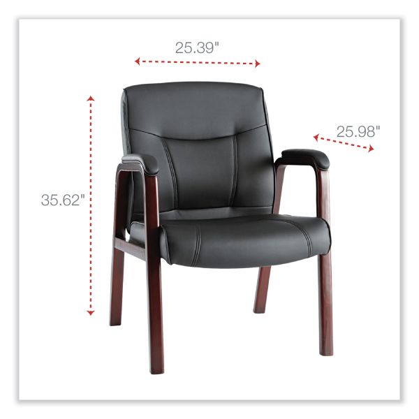 Alera Madaris Series Bonded Leather Guest Chair with Wood Trim Legs， 25.39