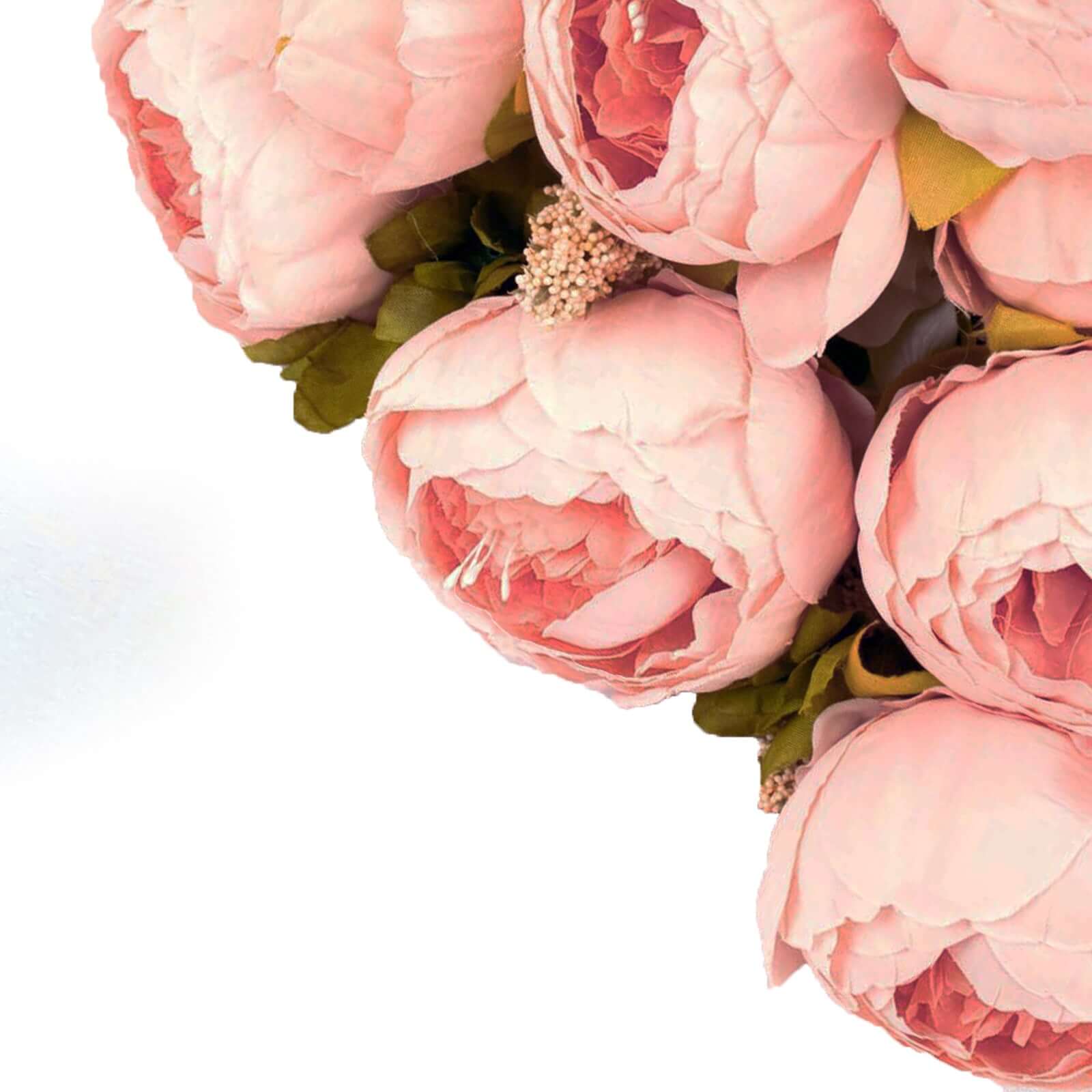 2 Pack Pink Artificial Peony Flower Wedding Bouquets, Faux Silk Flower Arrangements 19